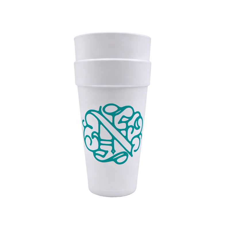 NOBLEZ Doublecup 12 Pack with cyan Noblez monogram logo